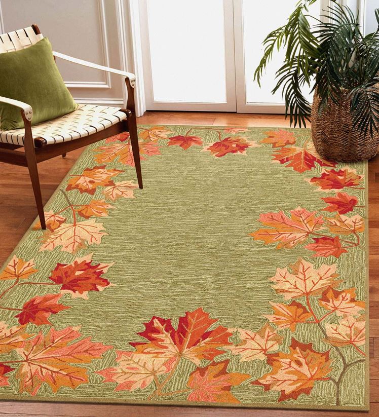 Plow & Hearth tapis et nattes Tapis vinyl avec bordure feuilles tombantes intérieur/extérieur 0BNZ1790