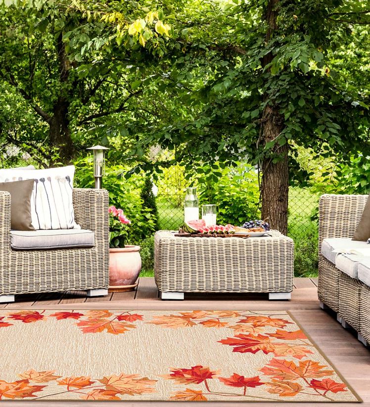 Plow & Hearth tapis et nattes Tapis vinyl avec bordure feuilles tombantes intérieur/extérieur 0BNZ1790