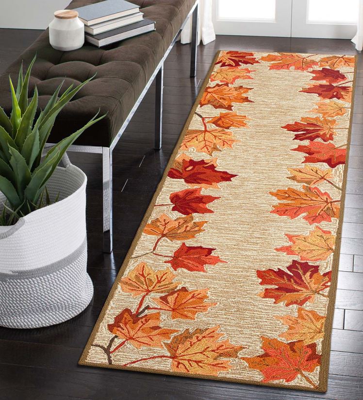 Plow & Hearth tapis et nattes Tapis vinyl avec bordure feuilles tombantes intérieur/extérieur 0BNZ1790