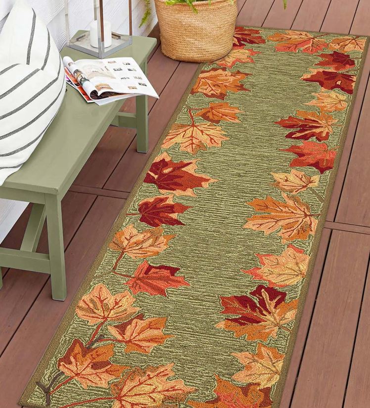Plow & Hearth tapis et nattes Tapis vinyl avec bordure feuilles tombantes intérieur/extérieur 0BNZ1790