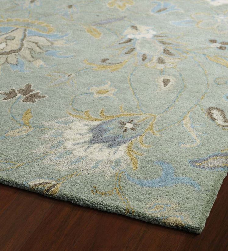 Plow & Hearth tapis et nattes Tapis vinyl en laine avec vigne florale de prairie de menthe 0BNZ1888