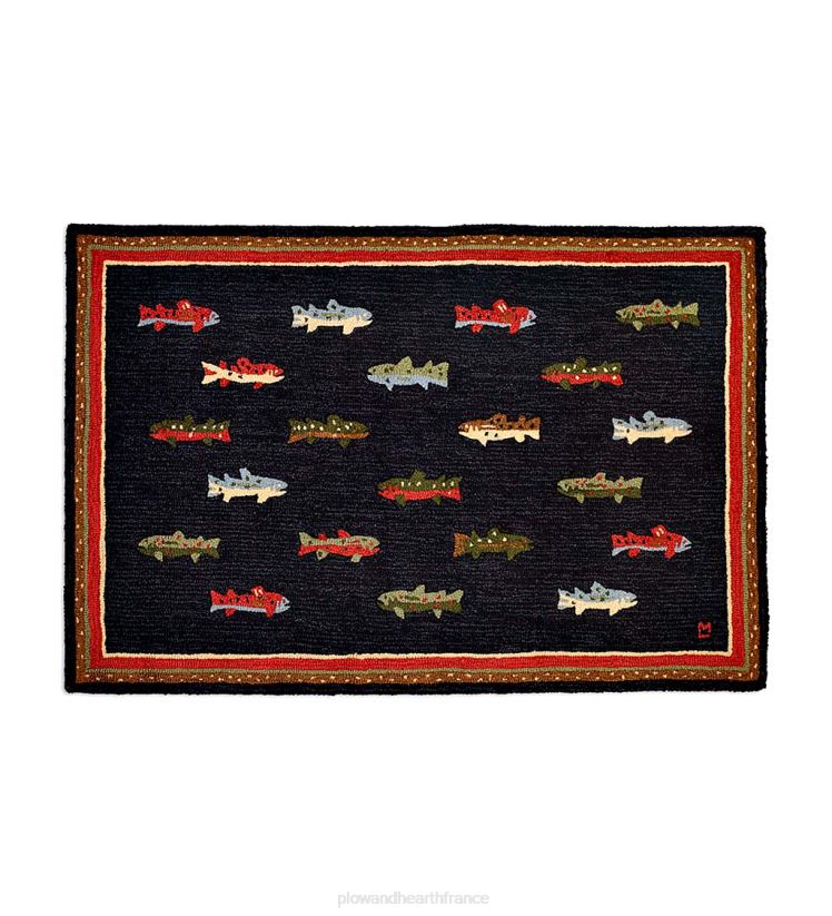 Plow & Hearth tapis et nattes tapis décoratif en laine crocheté à la main en forme de poisson de rivière 0BNZ1791