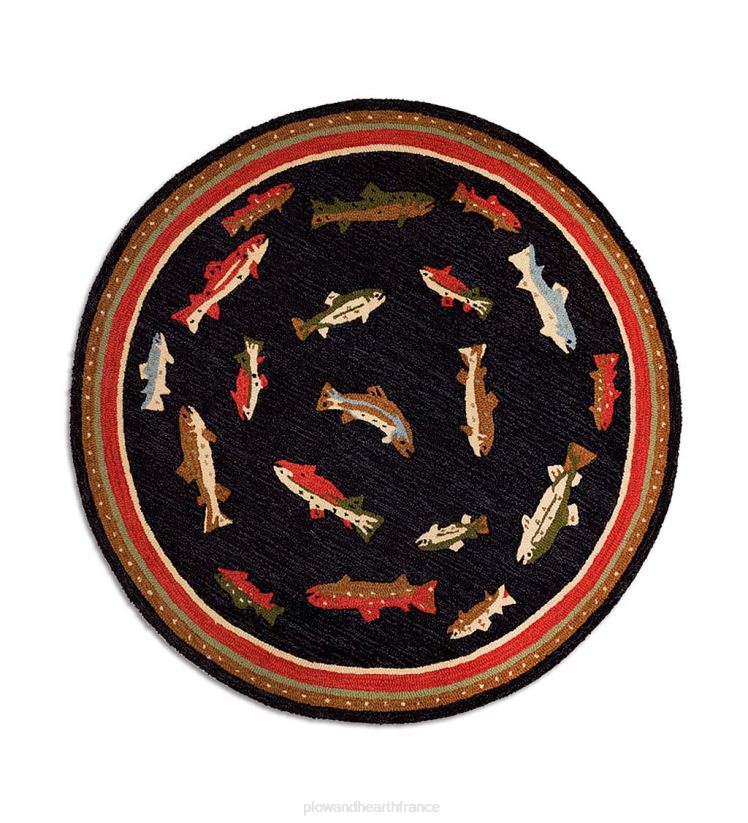 Plow & Hearth tapis et nattes tapis décoratif en laine crocheté à la main en forme de poisson de rivière 0BNZ1791