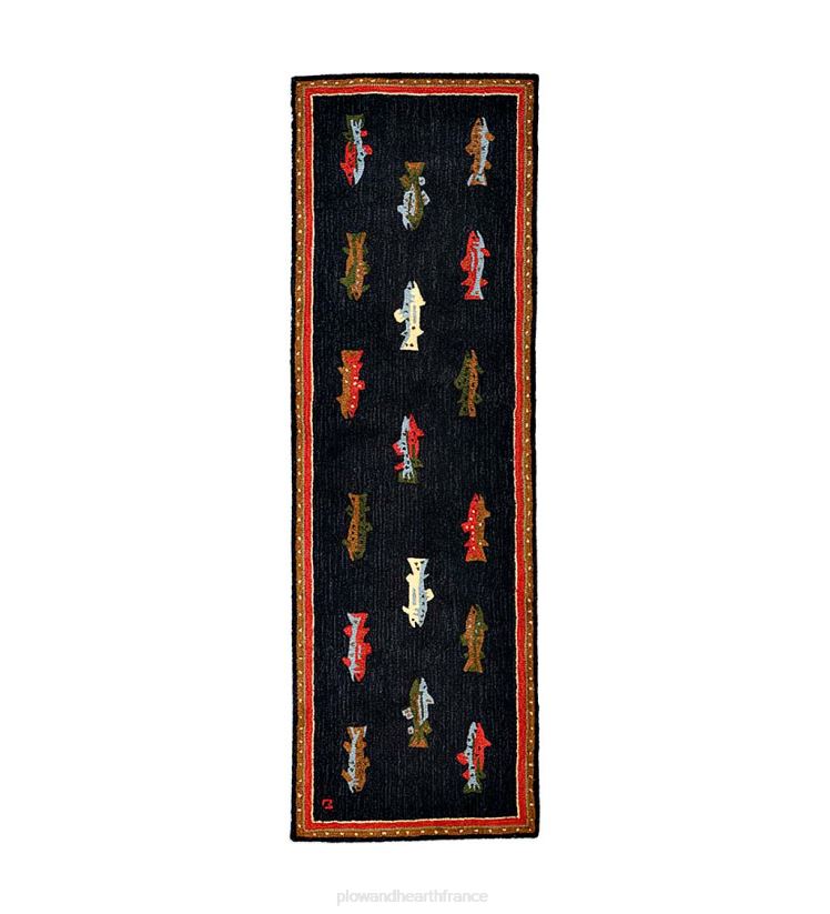 Plow & Hearth tapis et nattes tapis décoratif en laine crocheté à la main en forme de poisson de rivière 0BNZ1791